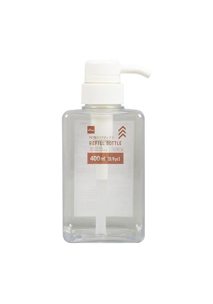 DAISO Refill Bottle with Pump | Clear Plastic Dispenser | 400 ml | Refillable Lotion & Soap Container - Image 1